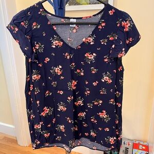 Navy floral blouse